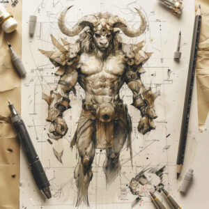 monsters-greece tattoo design ideas Realism natural contours evil spirit for lower chest