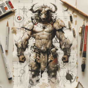 monsters-greece tattoo design ideas Surrealism ghostly shapes faded embodying endurance