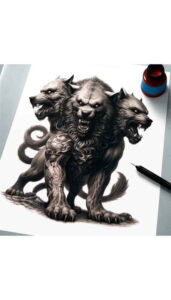 monsters-greece tattoo design ideas Surrealism unearthly shadows symbolising courage