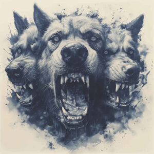 monsters-greece tattoo design ideas Surrealism dreamlike spectral for lower leg