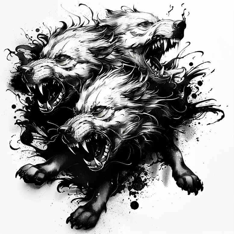 monsters-greece tattoo design ideas Surrealism juxtaposition spectral for scapula