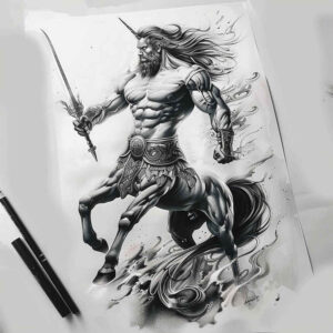 monsters-greece tattoo design ideas solid fill weird symbol of courage