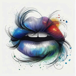 colored-lips-tattoo – tattoo design ideas free ai generated – neotraditional-classic-motifs – for-knee – Gallery: mouths-lips-inkby-ai