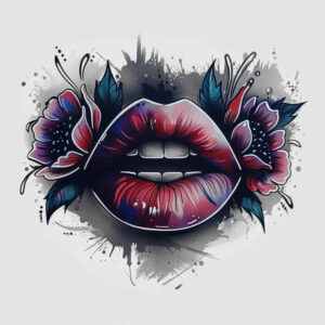 colored-lips-tattoo – tattoo design ideas free ai generated – realism-realistic-wrinkles – for-thigh – Gallery: mouths-lips-inkby-ai