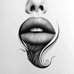 detailed-lips-tattoo – tattoo design ideas free ai generated – realism-contrast-play – for-hip – Gallery: mouths-lips-inkby-ai