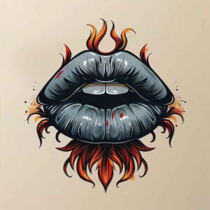 detailed-lips-tattoo – tattoo design ideas free ai generated – realism-depth-illusion – for-behind-ear – Gallery: mouths-lips-inkby-ai
