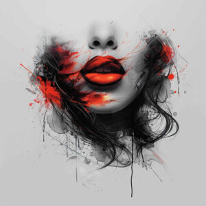 emotional-lips-tattoo – tattoo design ideas free ai generated – neotraditional-rich-shading – for-lower-thigh – Gallery: mouths-lips-inkby-ai