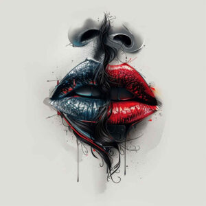 emotional-lips-tattoo – tattoo design ideas free ai generated – neotraditional-subtle-highlights – for-lower-chest – Gallery: mouths-lips-inkby-ai