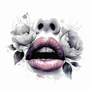 emotional-lips-tattoo – tattoo design ideas free ai generated – realism-natural-color-palette – for-stomach – Gallery: mouths-lips-inkby-ai