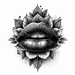 expressive-lips-tattoo – tattoo design ideas free ai generated – neotraditional-enhanced-shading – for-elbow – Gallery: mouths-lips-inkby-ai