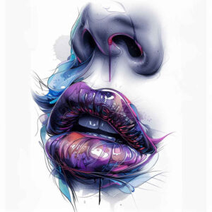 feminine-lips-tattoo – tattoo design ideas free ai generated – neotraditional-contoured-forms – for-forearm – Gallery: mouths-lips-inkby-ai
