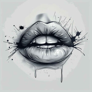glossy-lips-tattoo – tattoo design ideas free ai generated – neotraditional-textured-fills – for-upper-back – Gallery: mouths-lips-inkby-ai