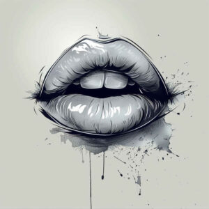 glossy-lips-tattoo – tattoo design ideas free ai generated – surrealism-mystical – for-palm – Gallery: mouths-lips-inkby-ai