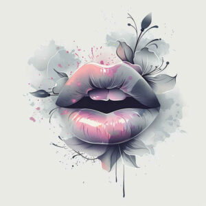 glossy-lips-tattoo – tattoo design ideas free ai generated – surrealism-surreal-lighting – for-neck – Gallery: mouths-lips-inkby-ai