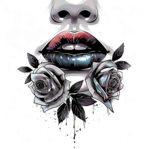 lips-abstract-tattoo – tattoo design ideas free ai generated – realism-visual-accuracy – for-upper-back – Gallery: mouths-lips-inkby-ai