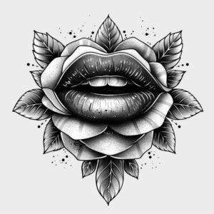 lips-artistic-tattoo – tattoo design ideas free ai generated – neotraditional-clean-fill – for-knee – Gallery: mouths-lips-inkby-ai