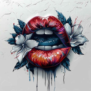 lips-artistic-tattoo – tattoo design ideas free ai generated – realism-living-skin – for-spine – Gallery: mouths-lips-inkby-ai