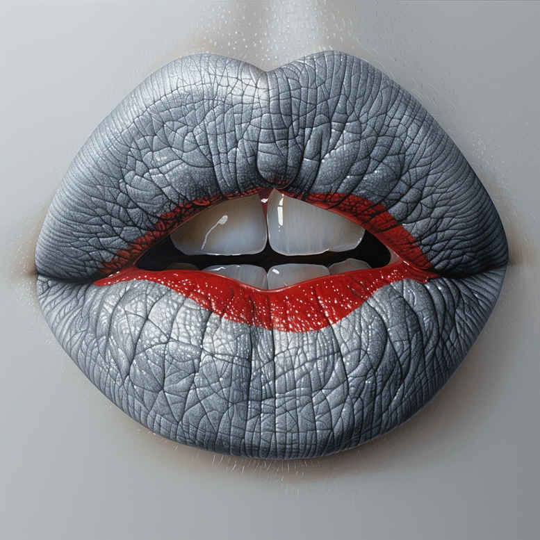 lips-bold-tattoo – tattoo design ideas free ai generated – realism-light-reflections – for-lower-leg – Gallery: mouths-lips-inkby-ai