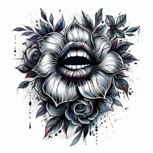 lips-bold-tattoo – tattoo design ideas free ai generated – realism-rich-blacks – for-upper-chest – Gallery: mouths-lips-inkby-ai