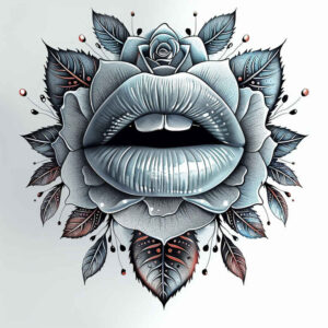 lips-bold-tattoo – tattoo design ideas free ai generated – realism-skin-realism – for-calf – Gallery: mouths-lips-inkby-ai