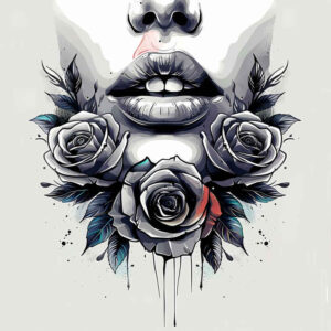lips-delicate-tattoo-for-men – tattoo design ideas free ai generated – realism-detailed-rendering – for-nape – Gallery: mouths-lips-inkby-ai