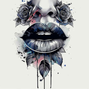 lips-elegant-tattoo – tattoo design ideas free ai generated – surrealism-bizarre – for-back-of-neck – Gallery: mouths-lips-inkby-ai