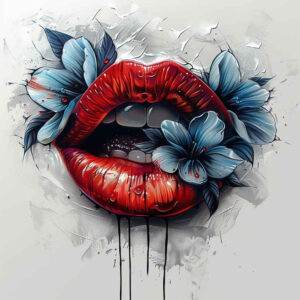 lips-elegant-tattoo – tattoo design ideas free ai generated – surrealism-mysterious – for-shoulder-blade – Gallery: mouths-lips-inkby-ai