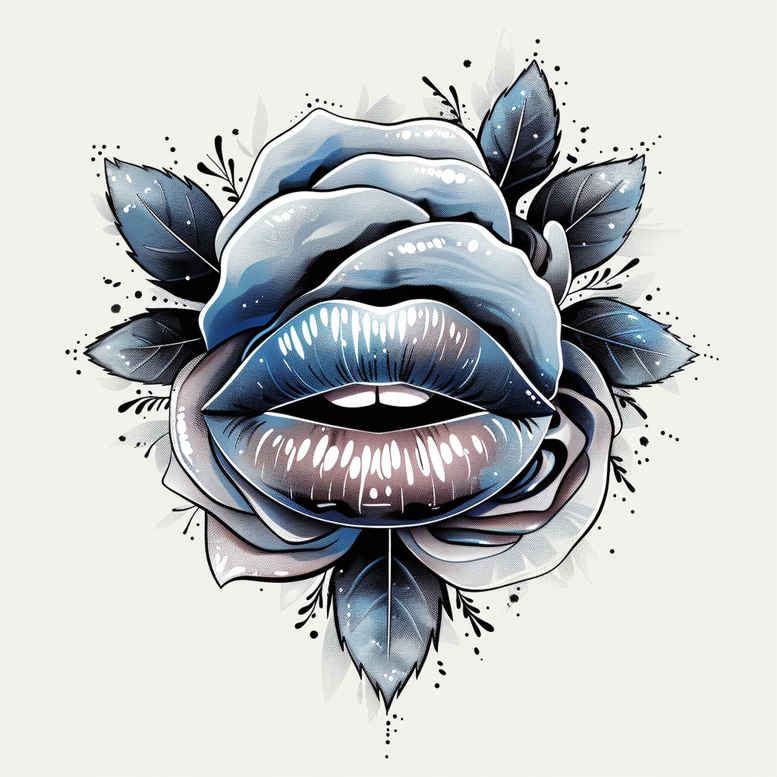 lips-in-motion – tattoo design ideas free ai generated – neotraditional-structured-design – for-elbow – Gallery: mouths-lips-inkby-ai