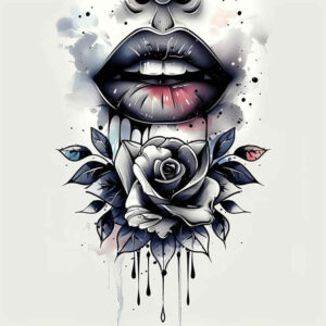 lips – tattoo design ideas free ai generated – realism-reflection-effect – for-upper-thigh – Gallery: mouths-lips-inkby-ai