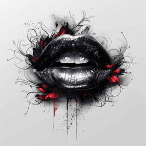 lips – tattoo design ideas free ai generated – surrealism-symbolic – for-upper-arm – Gallery: mouths-lips-inkby-ai
