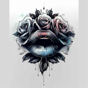 lips-love-tattoo – tattoo design ideas free ai generated – surrealism-fantastical – for-heel – Gallery: mouths-lips-inkby-ai