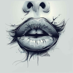 lips-minimalistic-tattoo – tattoo design ideas free ai generated – neotraditional-layered-fill – for-wrist – Gallery: mouths-lips-inkby-ai