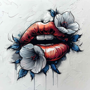 lips-natural-tattoo – tattoo design ideas free ai generated – neotraditional-artistic-contrast – for-back – Gallery: mouths-lips-inkby-ai