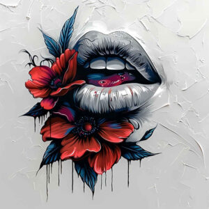 lips-natural-tattoo – tattoo design ideas free ai generated – neotraditional-color-overlays – for-spine – Gallery: mouths-lips-inkby-ai