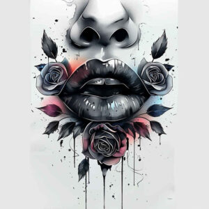 lips-outline-tattoo – tattoo design ideas free ai generated – neotraditional-crisp-lines – for-arm – Gallery: mouths-lips-inkby-ai