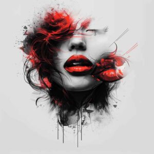 lips-outline-tattoo – tattoo design ideas free ai generated – realism-fine-lines – for-scapula – Gallery: mouths-lips-inkby-ai