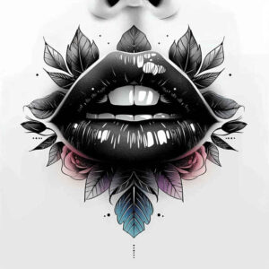 lips-romantic-tattoo – tattoo design ideas free ai generated – neotraditional-modern-classic – for-back-of-neck – Gallery: mouths-lips-inkby-ai