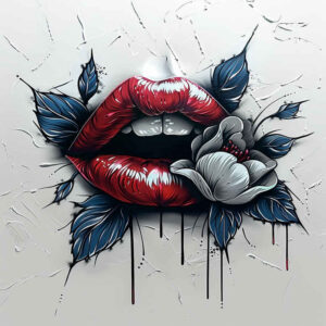 lips-romantic-tattoo – tattoo design ideas free ai generated – realism-subtle-gradients – for-temple – Gallery: mouths-lips-inkby-ai