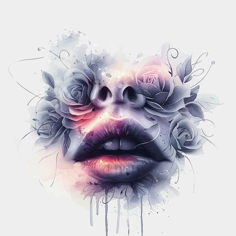 lips-sensual-tattoo – tattoo design ideas free ai generated – neotraditional-bold-texture – for-thigh – Gallery: mouths-lips-inkby-ai