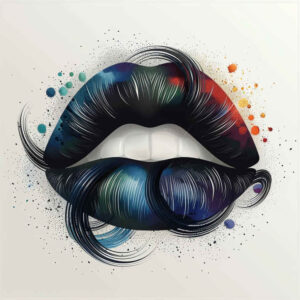 lips-silhouette-tattoo – tattoo design ideas free ai generated – neotraditional-decorative-flourishes – for-thigh – Gallery: mouths-lips-inkby-ai
