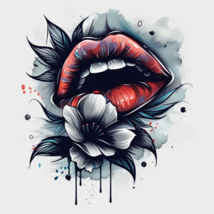 lips-silhouette-tattoo – tattoo design ideas free ai generated – surrealism-phantasm – for-chest – Gallery: mouths-lips-inkby-ai