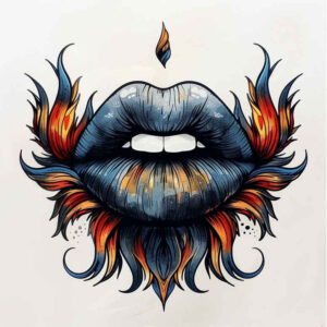 lips-symbolic-tattoo – tattoo design ideas free ai generated – neotraditional-sharp-contrast – for-toe – Gallery: mouths-lips-inkby-ai