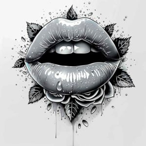 lips-tattoo-design – tattoo design ideas free ai generated – neotraditional-artful-color – for-ankle – Gallery: mouths-lips-inkby-ai