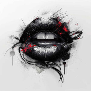 lips-tattoo-design – tattoo design ideas free ai generated – surrealism-displaced-objects – for-lower-leg – Gallery: mouths-lips-inkby-ai