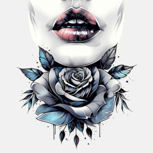 lips-tattoo-design – tattoo design ideas free ai generated – surrealism-shifting-shapes – for-shoulder-blade – Gallery: mouths-lips-inkby-ai