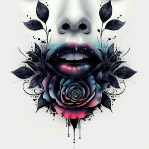 lips-tattoo – tattoo design ideas free ai generated – realism-natural-contrast – for-scapula – Gallery: mouths-lips-inkby-ai