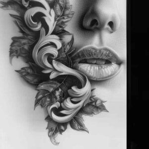 lips-with-contour – tattoo design ideas free ai generated – realism-true-skin – for-biceps – Gallery: mouths-lips-inkby-ai