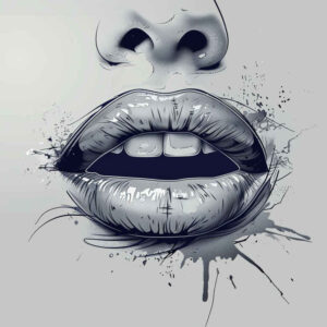 lips-with-contour-shading-tattoo – tattoo design ideas free ai generated – realism-reflective-light – for-sternum – Gallery: mouths-lips-inkby-ai