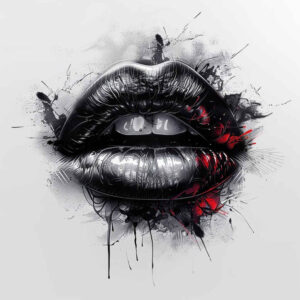 lips-with-dots-tattoo – tattoo design ideas free ai generated – neotraditional-classic-motifs – for-shoulder – Gallery: mouths-lips-inkby-ai