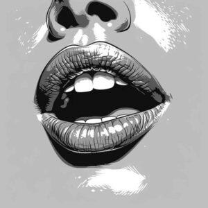 lips-with-dynamic-effect-tattoo – tattoo design ideas free ai generated – neotraditional-clean-contrast – for-neck – Gallery: mouths-lips-inkby-ai